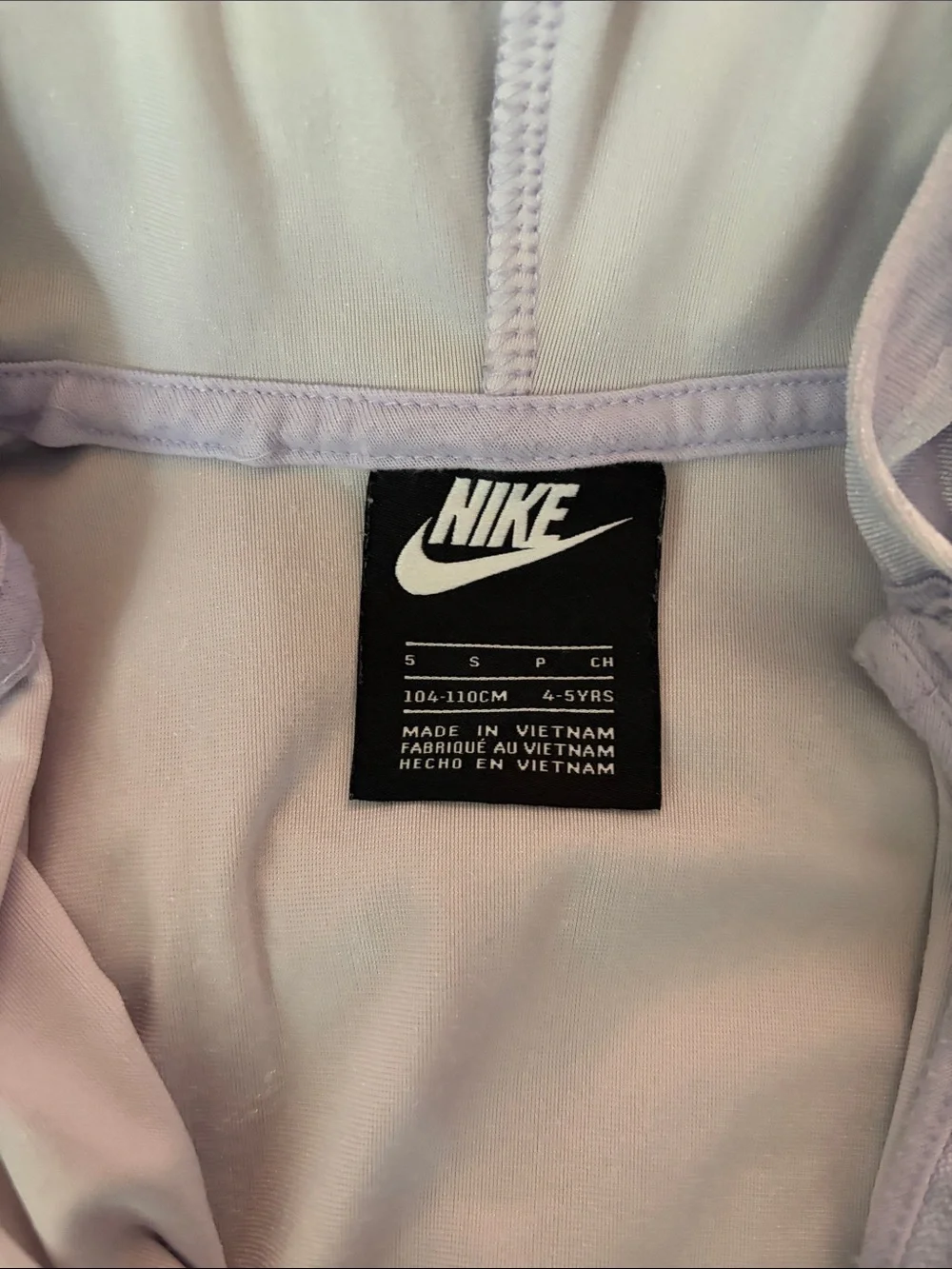 Nike Girls Velour Full Zip Hooded Jacket Shimmering Lavender 4-5 Years